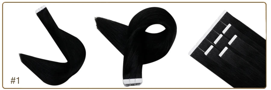 Full Shine Tape in Human Hair Extensions 20pcs Adhesive Skin Weft Pure Solid Color Glue on Woman Hair Machine Made Remy