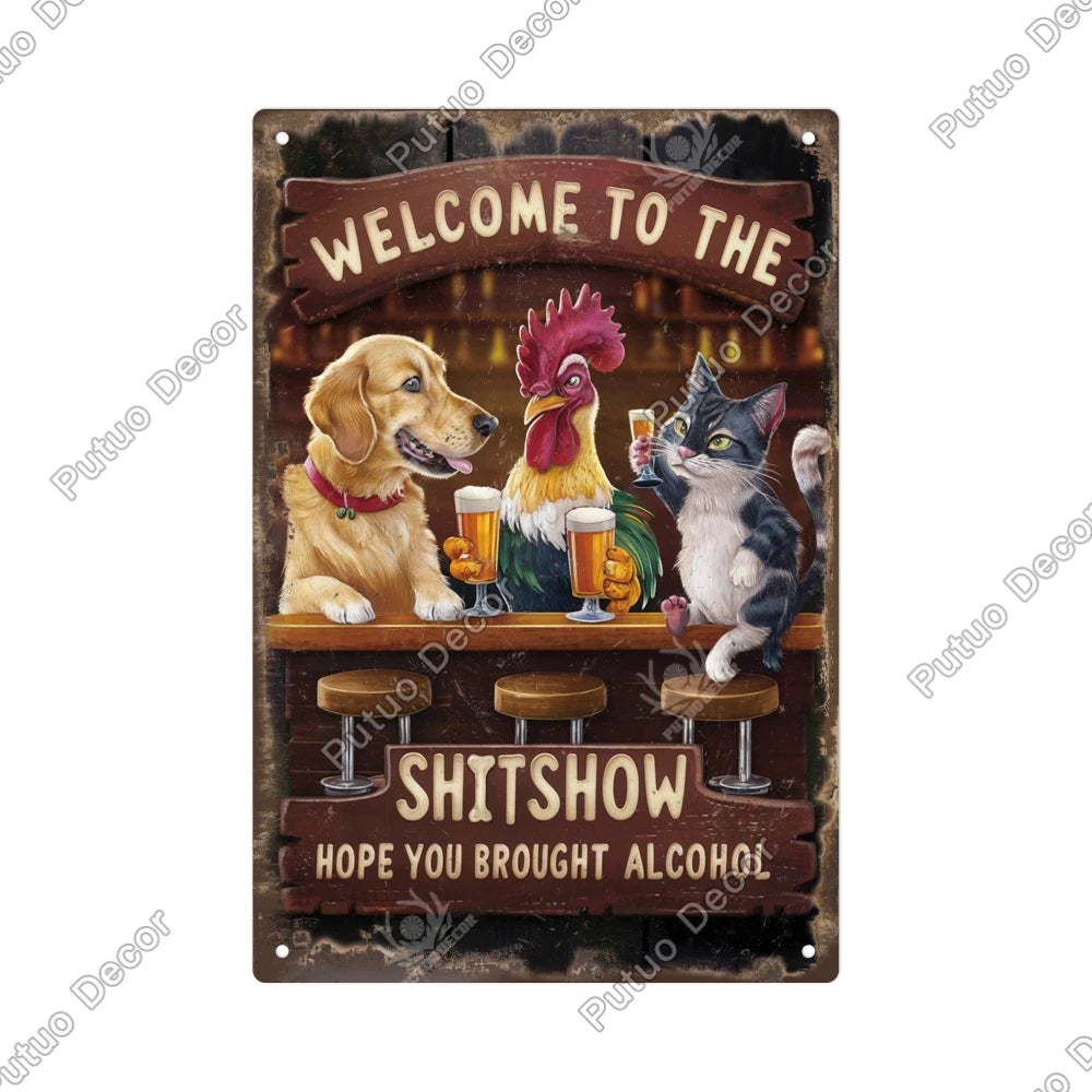 Funny Beer Metal Sign Plaque Vintage Pub Tin Wall Decor Several Styles, for Bar Man Cave Hand Painted Technique US Warehouse