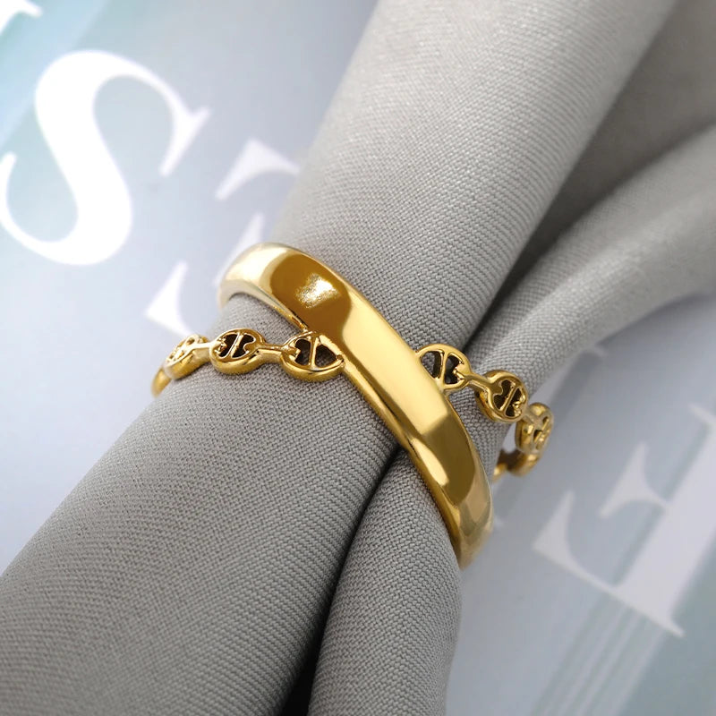 Cross Egyptian Ankh Life Symbol Ring For Women Men Stainless Steel Gold Color Animal Snake Couple Rings Finger Punk Goth Jewelry