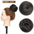 S-noilite 30g Hair Bun Curly Or Straight Chignon 100% Human Hair Donut Hairpiece Brown Blonde Headwear Wrap On Elastic Scrunchie