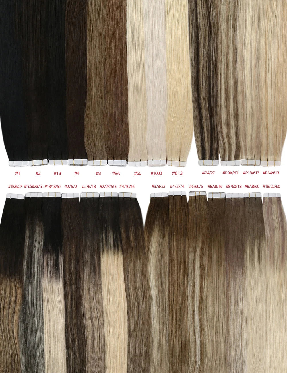 Moresoo Tape in Hair Extensions Black Hair Natural Straight Real Remy Hair Tape Adhesive 100% Human Hair Extensions Tape in