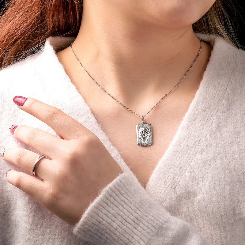 Streamline Tag With Pave Moissanite Diamonds Tag Pendant Real 925 Sterling Silver For Women Men Fine Jewelry Accessories Gift