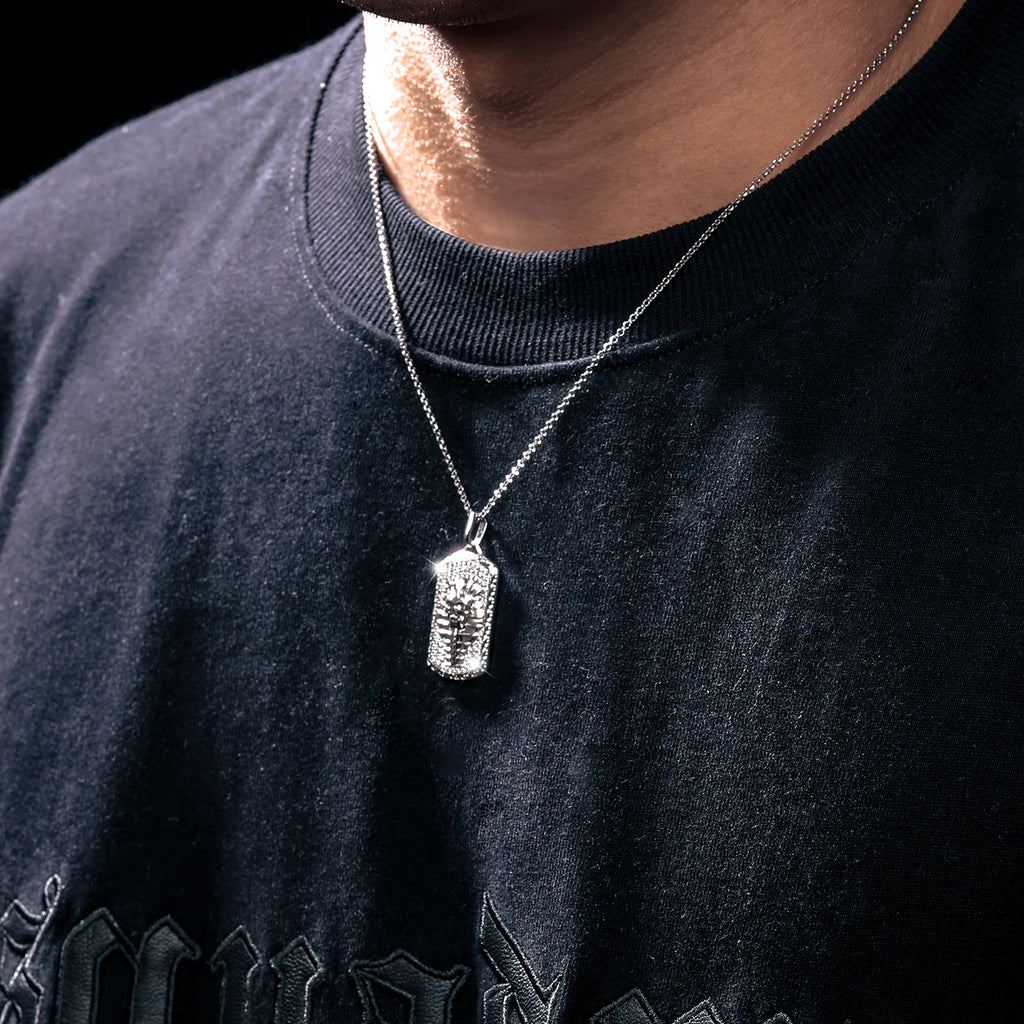 Streamline Tag With Pave Moissanite Diamonds Tag Pendant Real 925 Sterling Silver For Women Men Fine Jewelry Accessories Gift