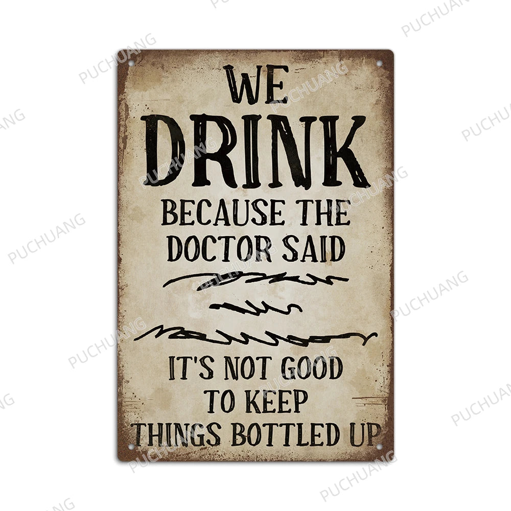 Funny Beer Metal Sign Plaque Vintage Pub Tin Wall Decor Several Styles, for Bar Man Cave Hand Painted Technique US Warehouse