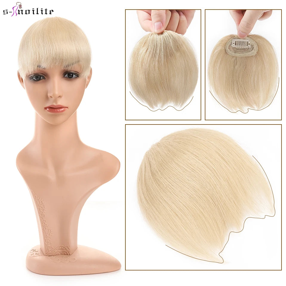 S-noilite 8g Natural Hair Bangs Fringe Human Hair Bangs Wig Human Hair Clip in Extensions Irregular Fringe Hairpiece For Women