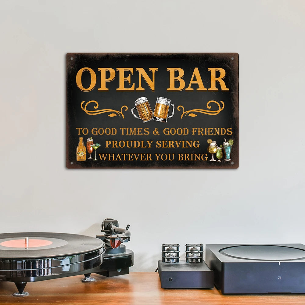 Funny Beer Metal Sign Plaque Vintage Pub Tin Wall Decor Several Styles, for Bar Man Cave Hand Painted Technique US Warehouse