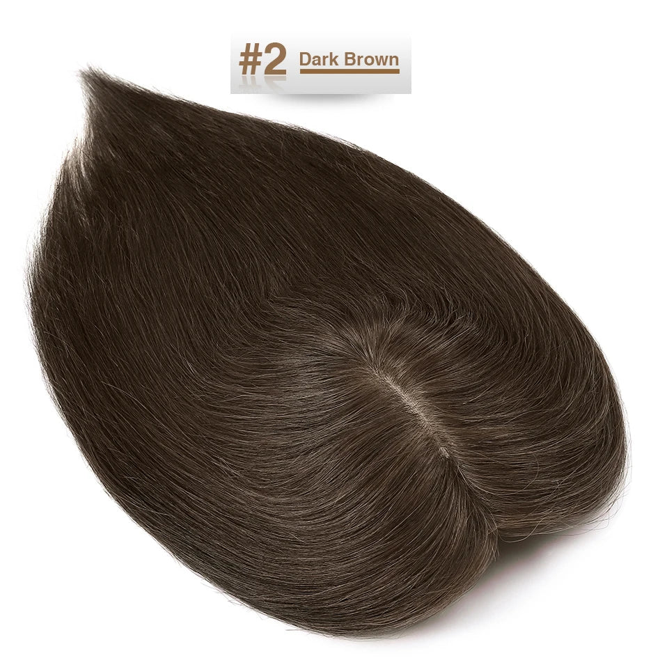 S-noilite 15x16cm Silk Top Hair Toppers Human Hair Silk Base Scalp Topper Wigs 5 Clips In Hair Extension Natutal Hair Piece