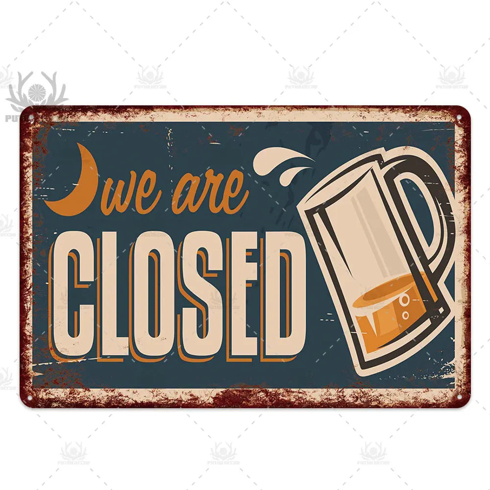 Funny Beer Metal Sign Plaque Vintage Pub Tin Wall Decor Several Styles, for Bar Man Cave Hand Painted Technique US Warehouse
