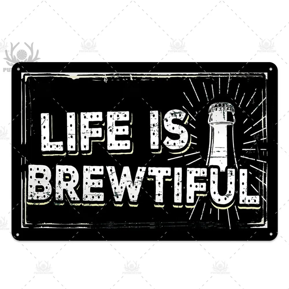 Funny Beer Metal Sign Plaque Vintage Pub Tin Wall Decor Several Styles, for Bar Man Cave Hand Painted Technique US Warehouse