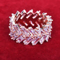 2 Row Baguette Zircon Men's Ring Copper Charms Gold Color Fashion Hip Hop Rock Jewelry