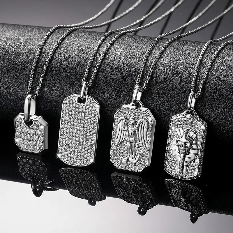 Streamline Tag With Pave Moissanite Diamonds Tag Pendant Real 925 Sterling Silver For Women Men Fine Jewelry Accessories Gift
