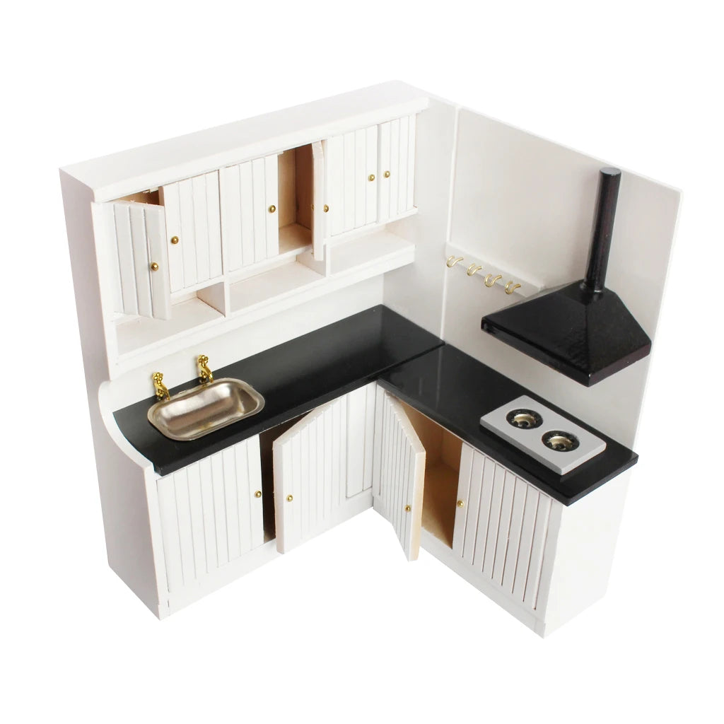 Miniature 1/12 Dollhouse Kitchen Set Dining Room Furniture Kit