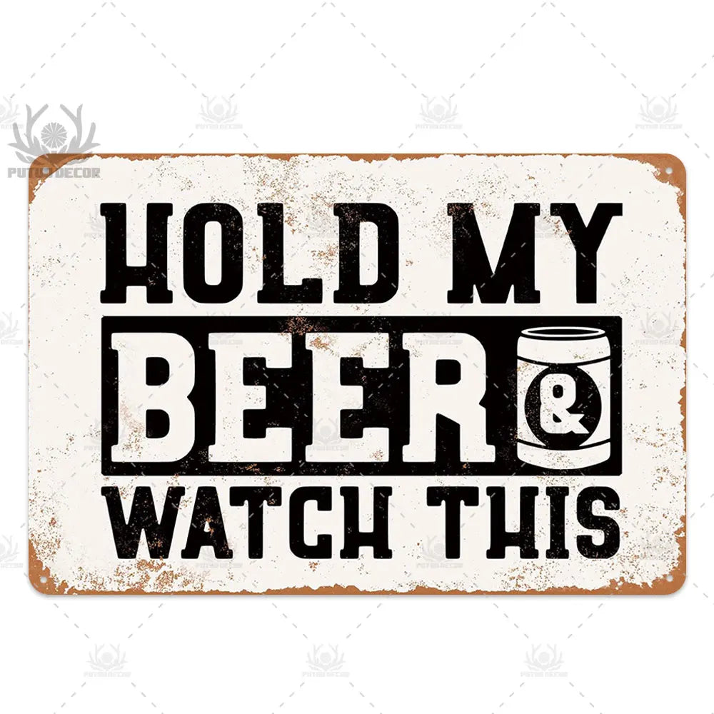 Funny Beer Metal Sign Plaque Vintage Pub Tin Wall Decor Several Styles, for Bar Man Cave Hand Painted Technique US Warehouse