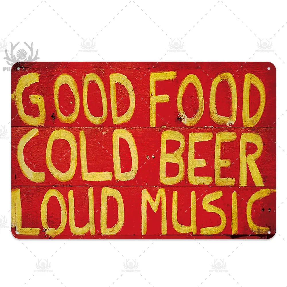 Funny Beer Metal Sign Plaque Vintage Pub Tin Wall Decor Several Styles, for Bar Man Cave Hand Painted Technique US Warehouse