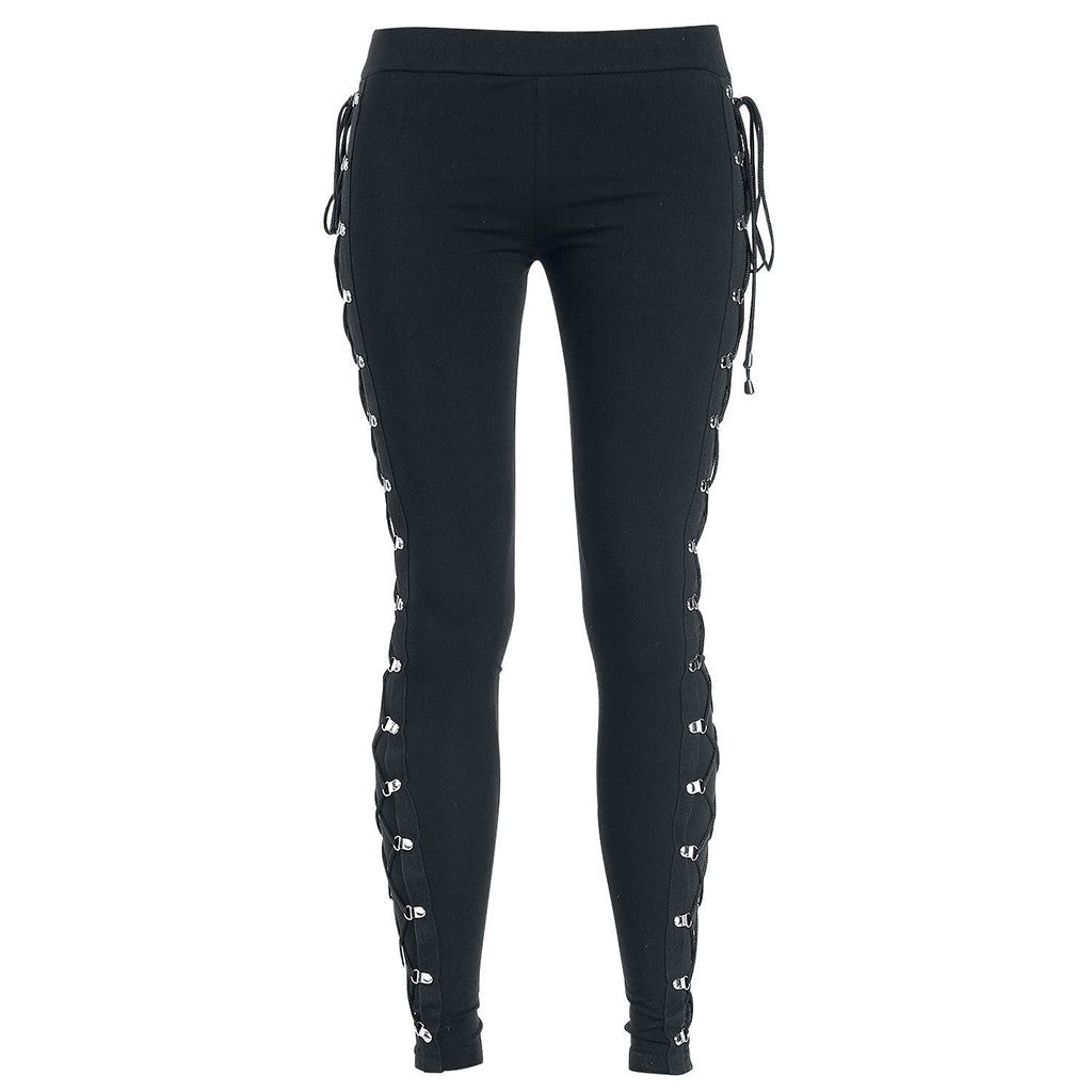 Gothic Leggings Black Vintage Women Punk Lace Up Bottoms Steampunk Pants Leggins Mujer Women Long Pencil Pants Trousers лосины