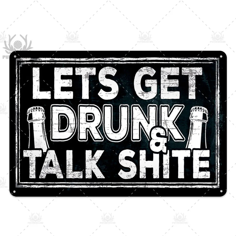Funny Beer Metal Sign Plaque Vintage Pub Tin Wall Decor Several Styles, for Bar Man Cave Hand Painted Technique US Warehouse