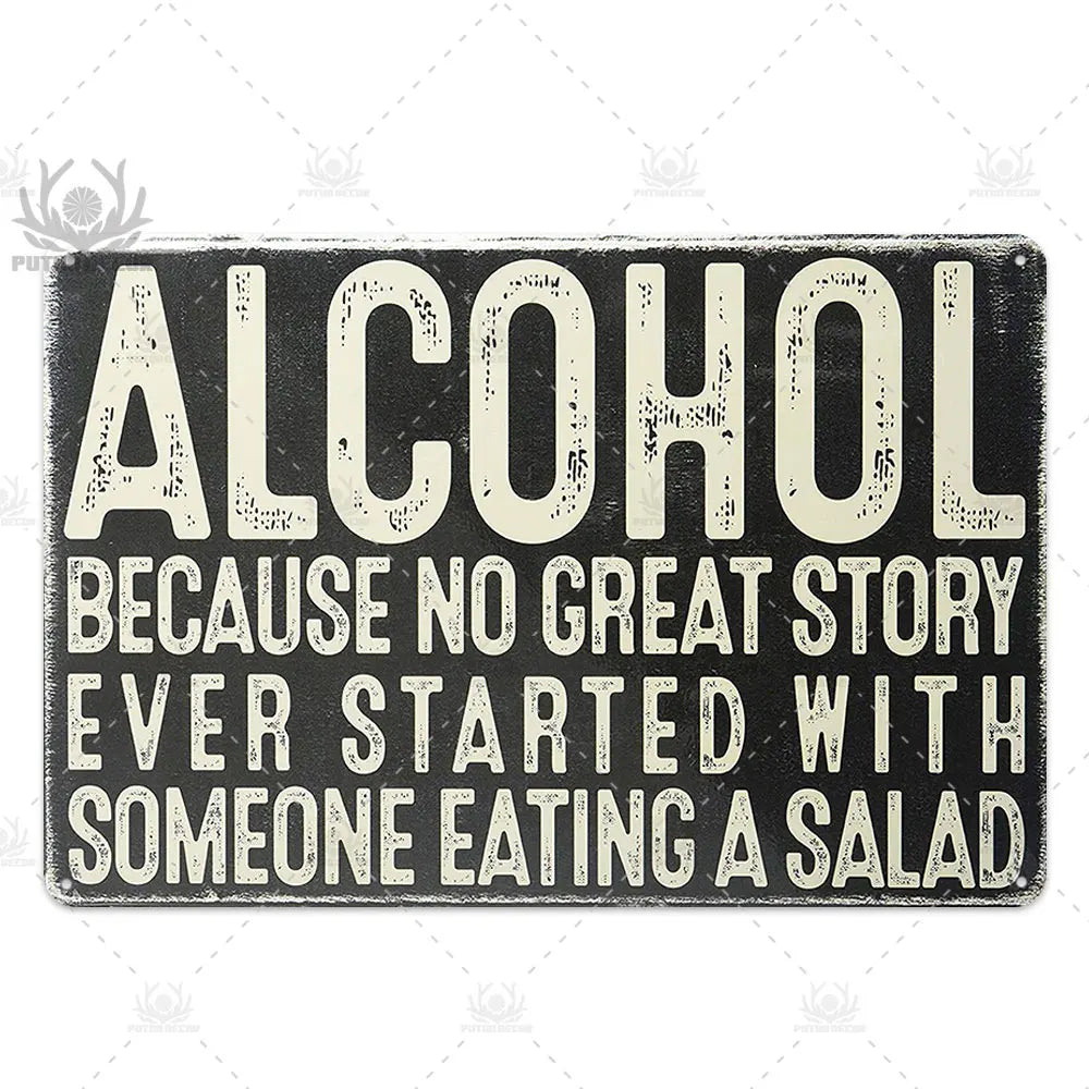 Funny Beer Metal Sign Plaque Vintage Pub Tin Wall Decor Several Styles, for Bar Man Cave Hand Painted Technique US Warehouse