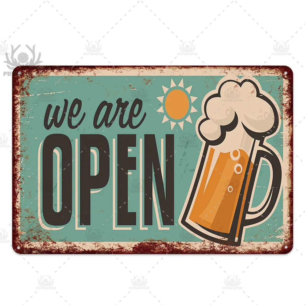 Funny Beer Metal Sign Plaque Vintage Pub Tin Wall Decor Several Styles, for Bar Man Cave Hand Painted Technique US Warehouse