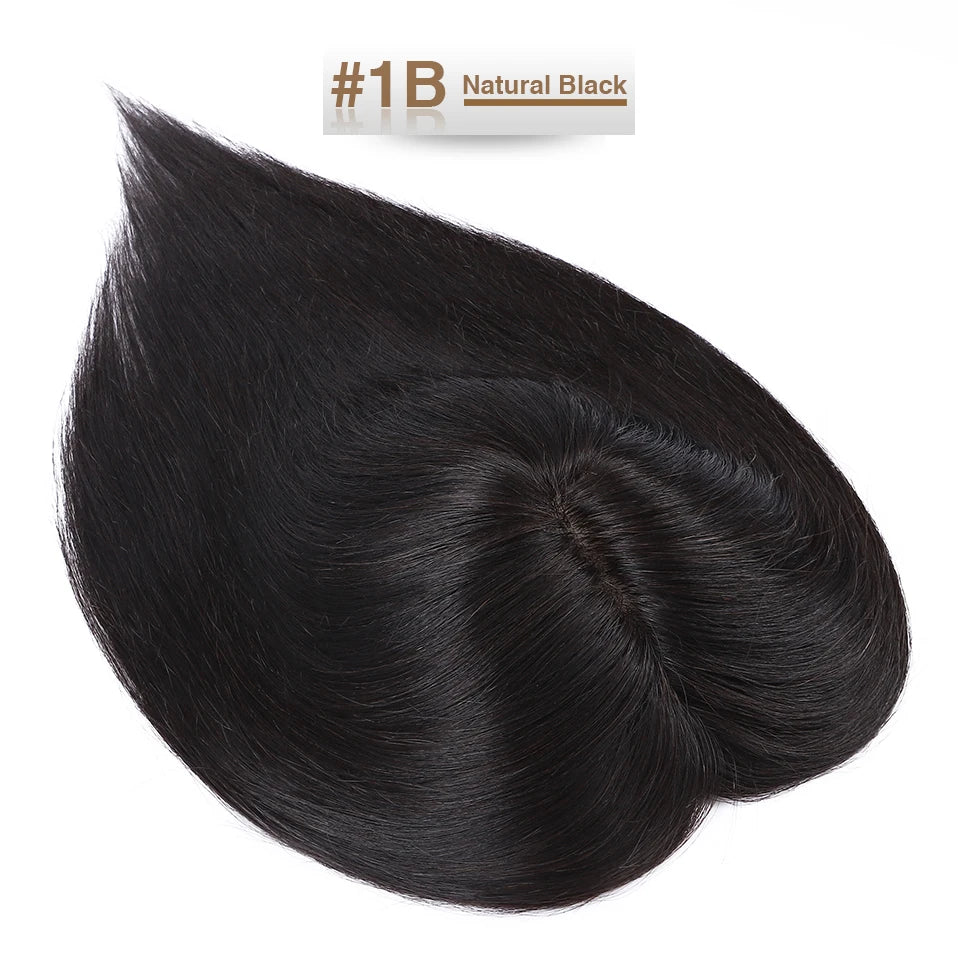 S-noilite 15x16cm Silk Top Hair Toppers Human Hair Silk Base Scalp Topper Wigs 5 Clips In Hair Extension Natutal Hair Piece