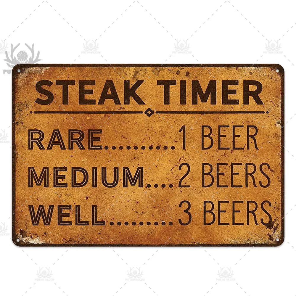 Funny Beer Metal Sign Plaque Vintage Pub Tin Wall Decor Several Styles, for Bar Man Cave Hand Painted Technique US Warehouse
