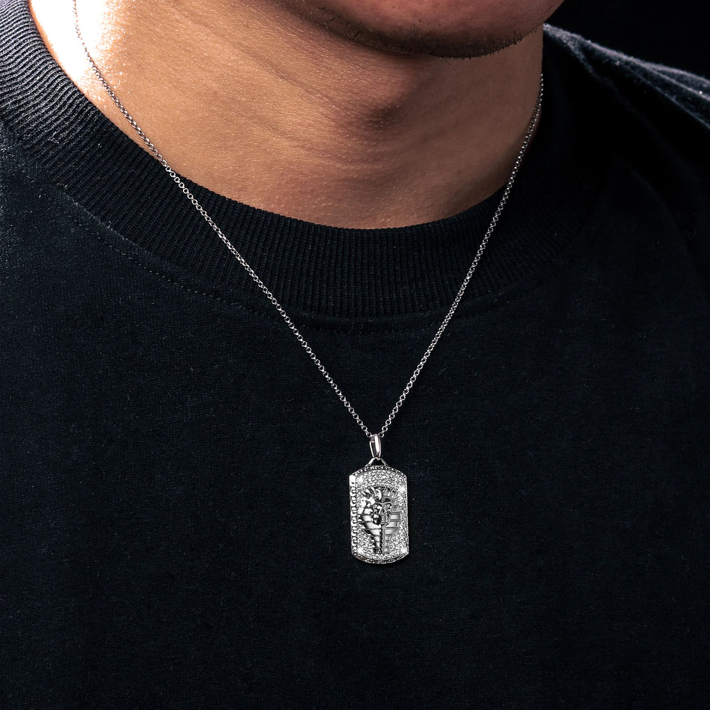 Streamline Tag With Pave Moissanite Diamonds Tag Pendant Real 925 Sterling Silver For Women Men Fine Jewelry Accessories Gift
