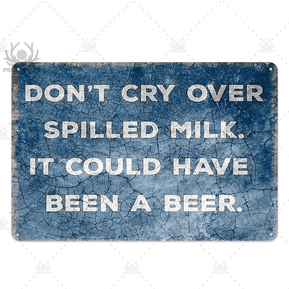 Funny Beer Metal Sign Plaque Vintage Pub Tin Wall Decor Several Styles, for Bar Man Cave Hand Painted Technique US Warehouse