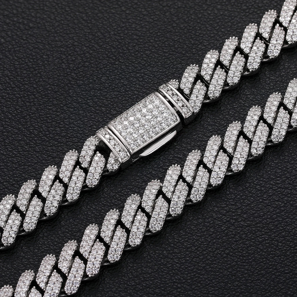 9mm 2 Row Crystal Micro Pave Iced Out CZ Miami Curb Cuban Link Necklaces Chains Bling Jewelry Fashion Hip Hop For Women Men Gift