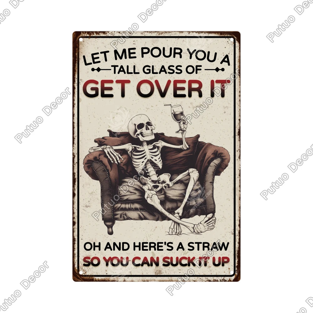 Funny Beer Metal Sign Plaque Vintage Pub Tin Wall Decor Several Styles, for Bar Man Cave Hand Painted Technique US Warehouse