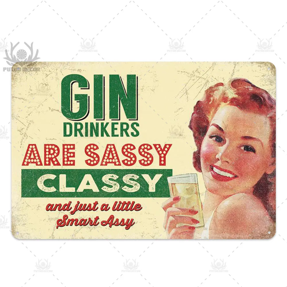 Funny Beer Metal Sign Plaque Vintage Pub Tin Wall Decor Several Styles, for Bar Man Cave Hand Painted Technique US Warehouse