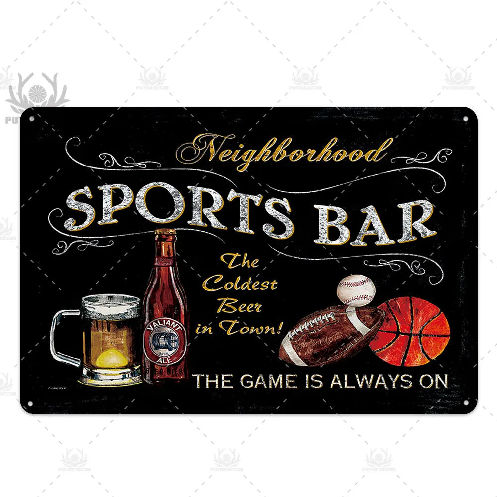 Funny Beer Metal Sign Plaque Vintage Pub Tin Wall Decor Several Styles, for Bar Man Cave Hand Painted Technique US Warehouse