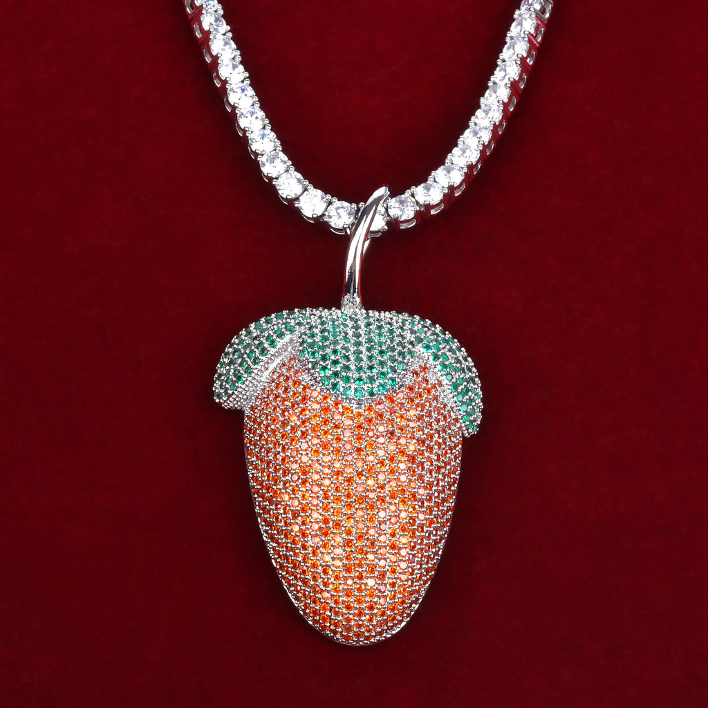 Strawberry Shaped Pendant Necklace for Women Hip Hop Rock Street Jewelry
