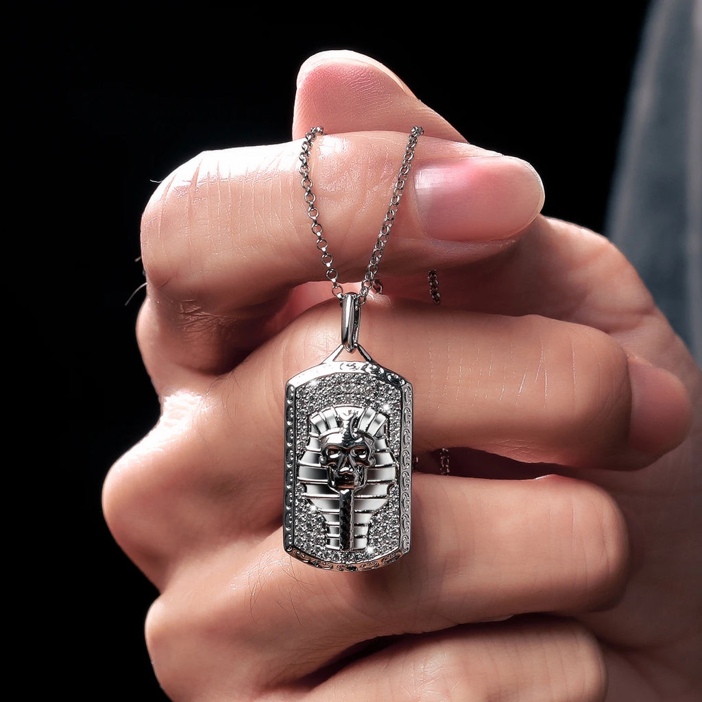 Streamline Tag With Pave Moissanite Diamonds Tag Pendant Real 925 Sterling Silver For Women Men Fine Jewelry Accessories Gift