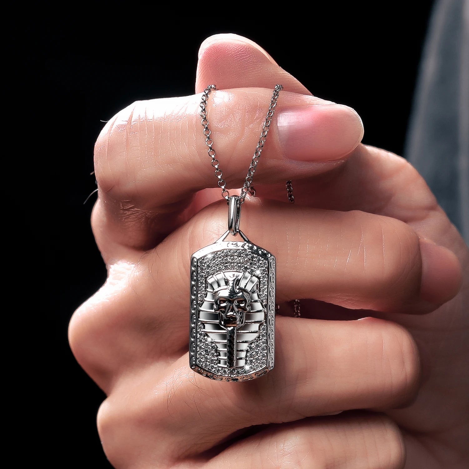 Streamline Tag With Pave Moissanite Diamonds Tag Pendant Real 925 Sterling Silver For Women Men Fine Jewelry Accessories Gift