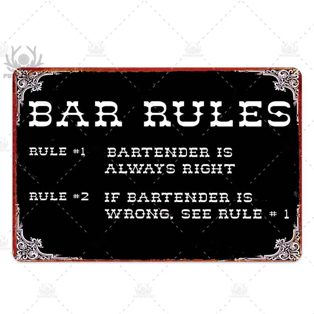 Funny Beer Metal Sign Plaque Vintage Pub Tin Wall Decor Several Styles, for Bar Man Cave Hand Painted Technique US Warehouse