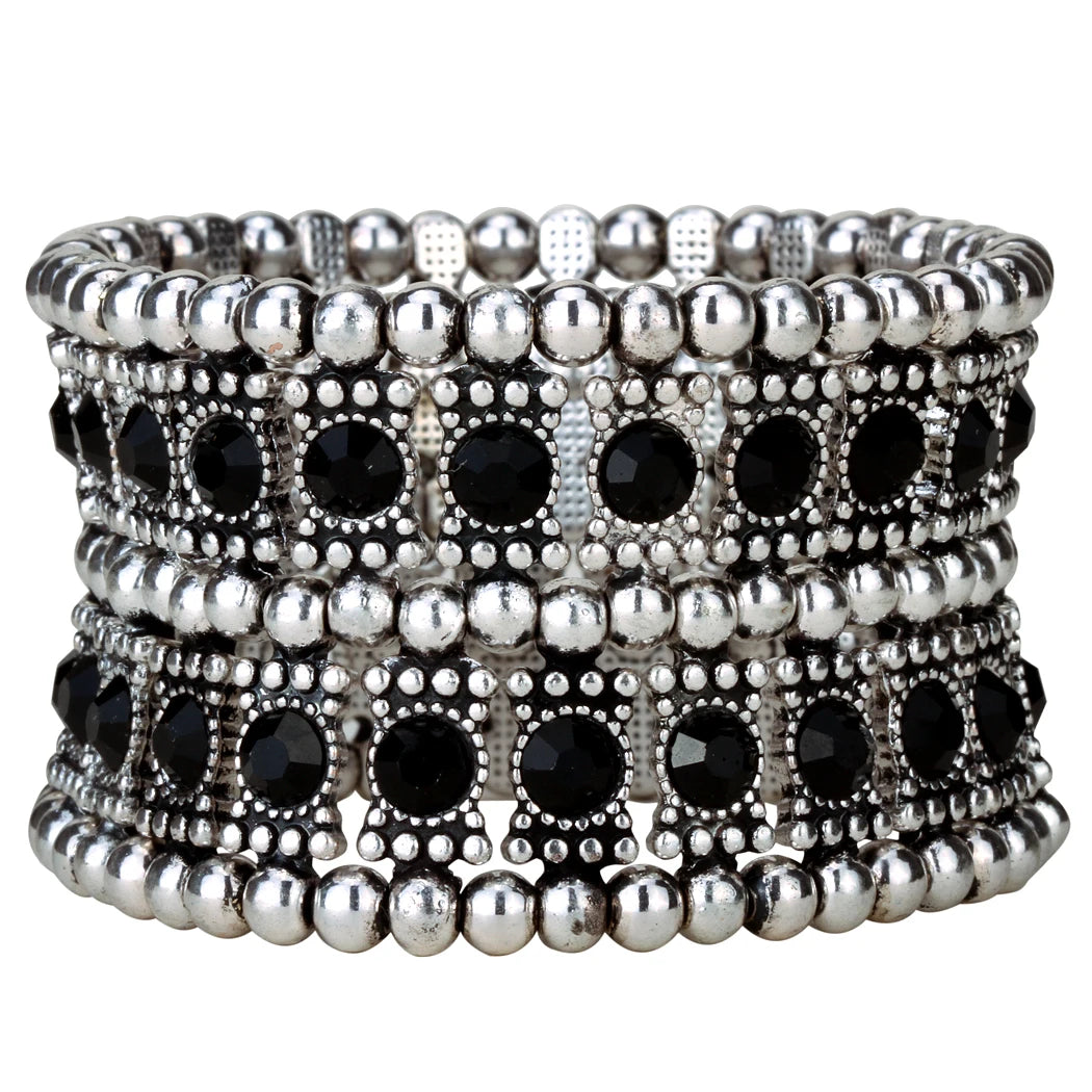 Multilayer stretch cuff bracelet women crystal wedding bridal jewelry gold silver color with crystal B22 wholesale dropshipping