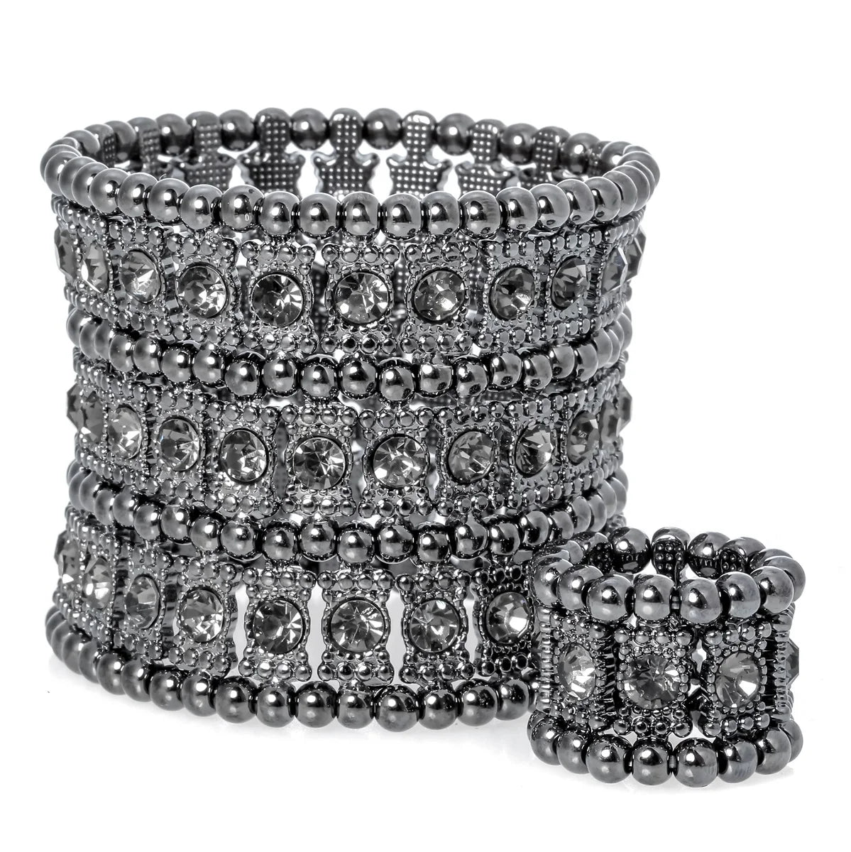 Multilayer stretch cuff bracelet ring sets wedding bridal crystal jewelry women her wife mom girlfriend gifts B11 dropshipping