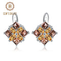 Gem's Ballet Multicolor Natural Citrine Smoky Quartz Earrings 925 Sterling Silver Flower Stud Earrings For Women Fine Jewelry