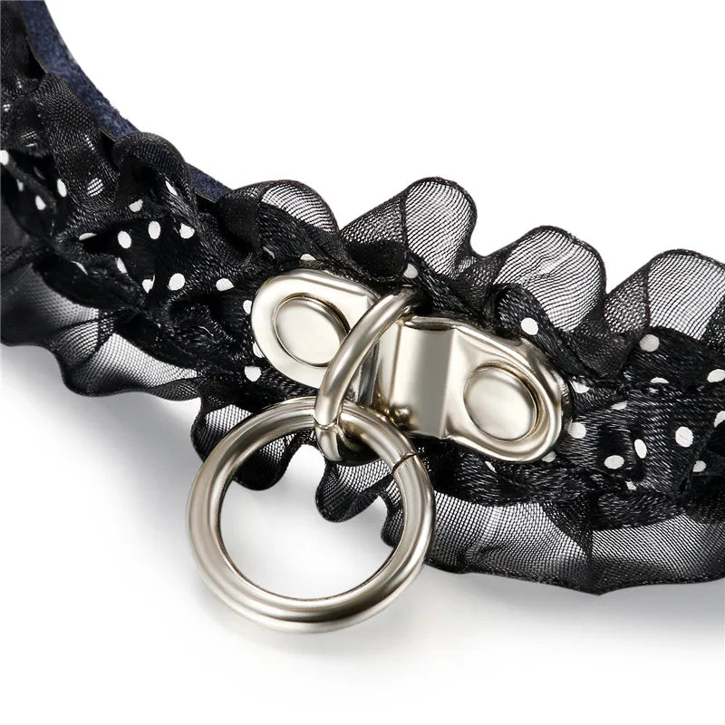 Boniskiss Fashion Sexy Punk Gothic Lace Leather Choker Necklace Spike Rivet Buckle Collar Funky Torques Necklace Jewelry