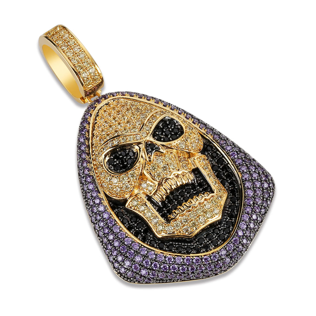 New Fashion Iced Out Skeletor Pendant Necklace With Tennis Chain Copper Hip Hop Gold Silver Color Mens/Women Charm Chain Jewelry