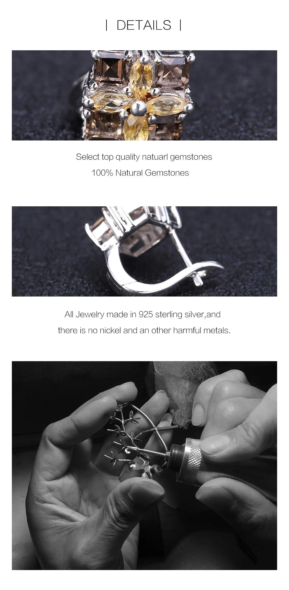 Gem's Ballet Multicolor Natural Citrine Smoky Quartz Earrings 925 Sterling Silver Flower Stud Earrings For Women Fine Jewelry