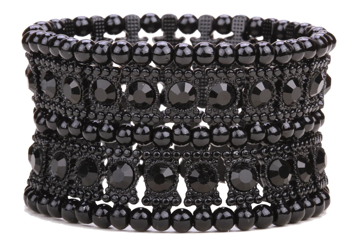 Multilayer stretch cuff bracelet women crystal wedding bridal jewelry gold silver color with crystal B22 wholesale dropshipping