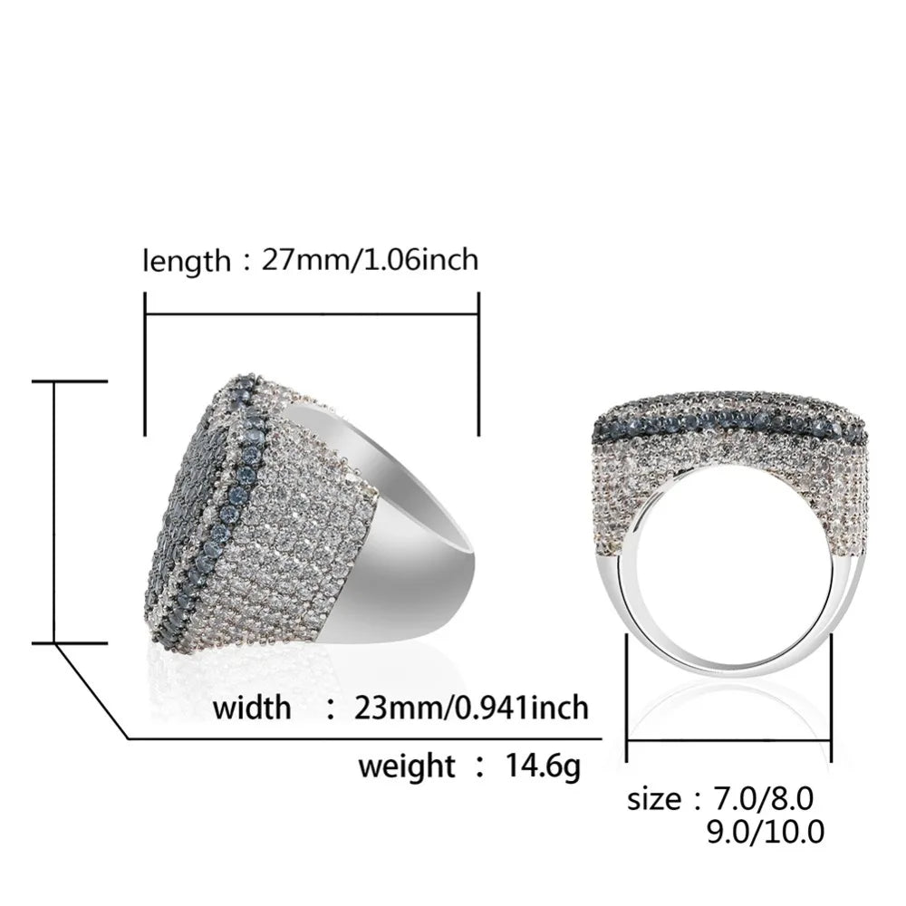 New Red Bule Color Heart Ring Micro Pave Cubic Zircon Round Ring Full Iced Out Bling Hip Hop/Punk Men Women Jewelry For Gifts