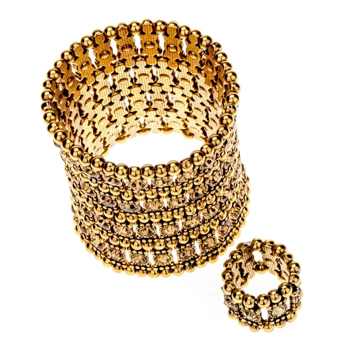 Multilayer stretch cuff bracelet ring sets wedding bridal crystal jewelry women her wife mom girlfriend gifts B12 dropshipping