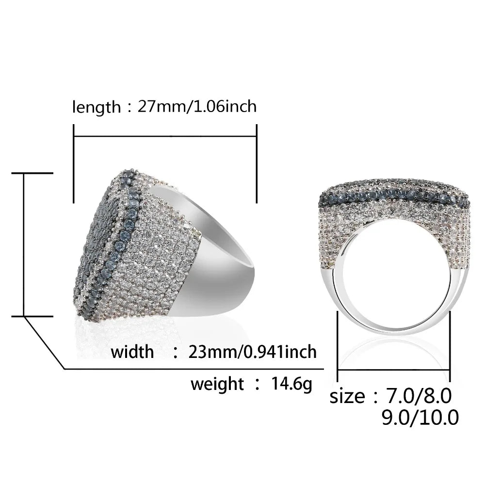 New Red Bule Color Heart Ring Micro Pave Cubic Zircon Round Ring Full Iced Out Bling Hip Hop/Punk Men Women Jewelry For Gifts