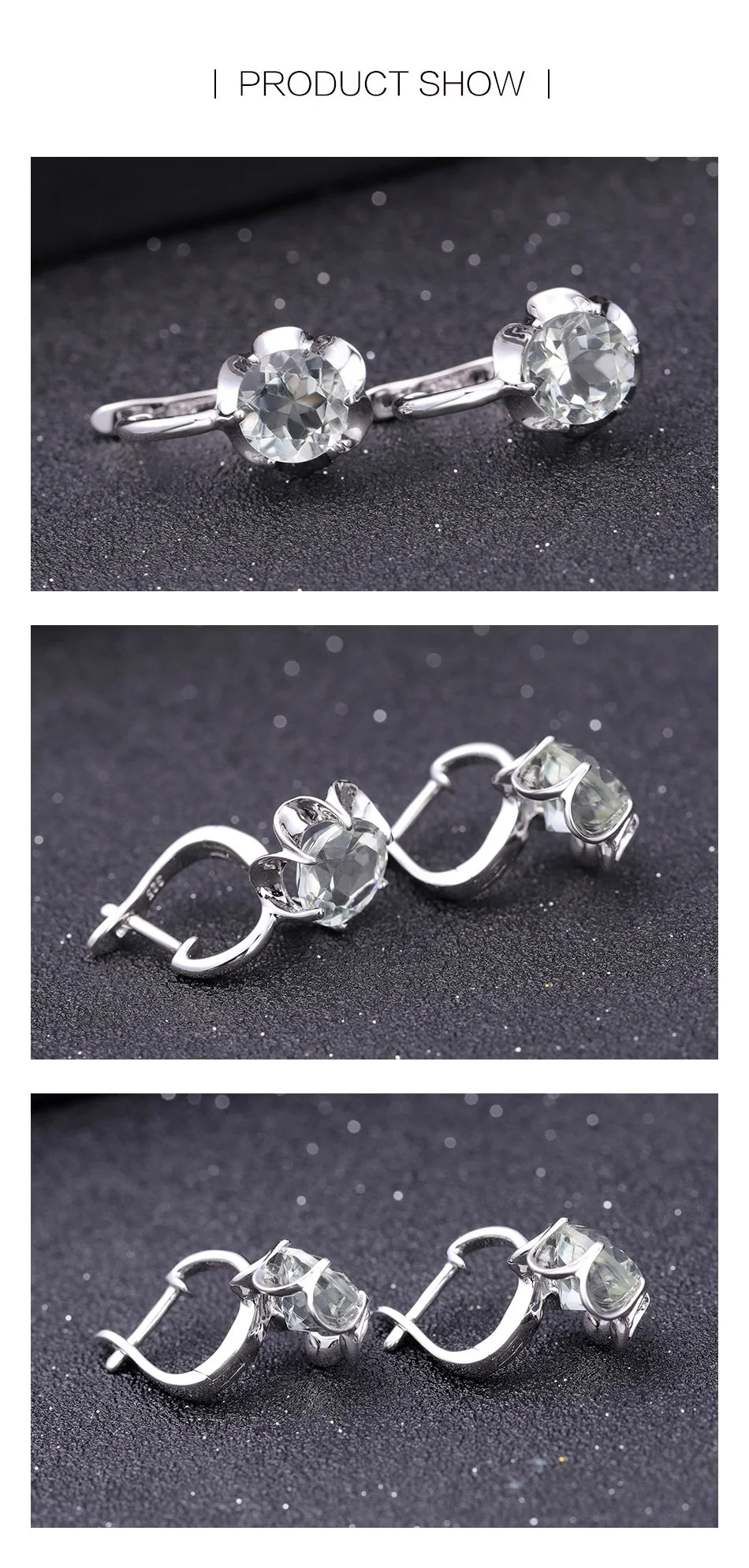 GEM'S BALLET Pure 925 Sterling Silver Fine Jewelry Oval 5.47Ct Natural Green Amethyst Birthstone Stud Earrings For Women