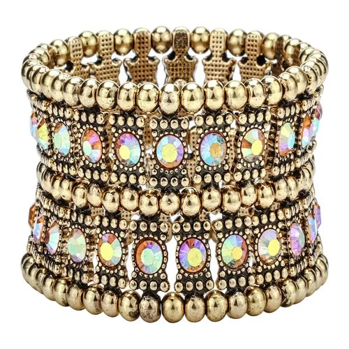 Multilayer stretch cuff bracelet women crystal wedding bridal jewelry gold silver color with crystal B22 wholesale dropshipping