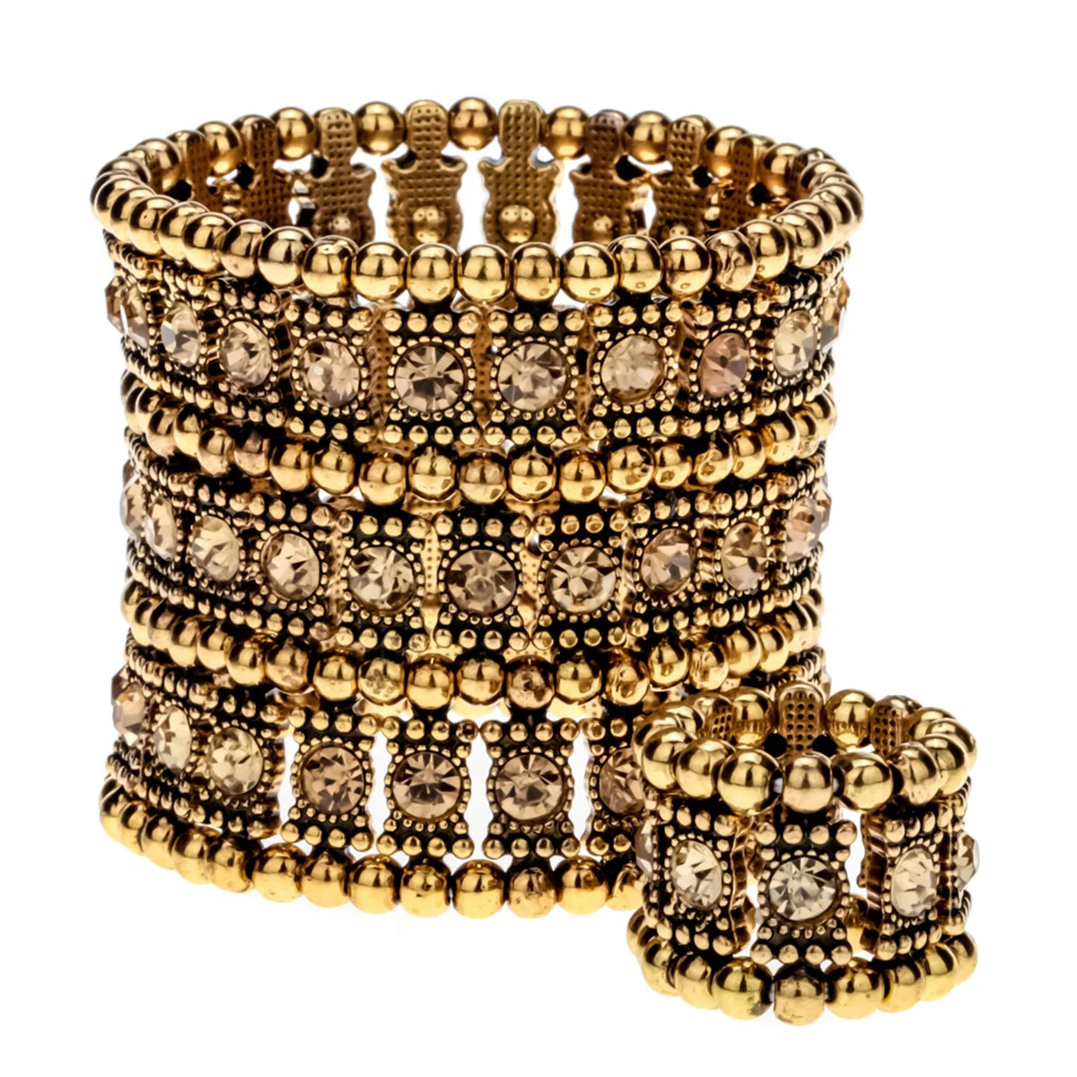 Multilayer stretch cuff bracelet ring sets wedding bridal crystal jewelry women her wife mom girlfriend gifts B11 dropshipping