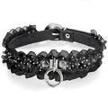 Boniskiss Fashion Sexy Punk Gothic Lace Leather Choker Necklace Spike Rivet Buckle Collar Funky Torques Necklace Jewelry