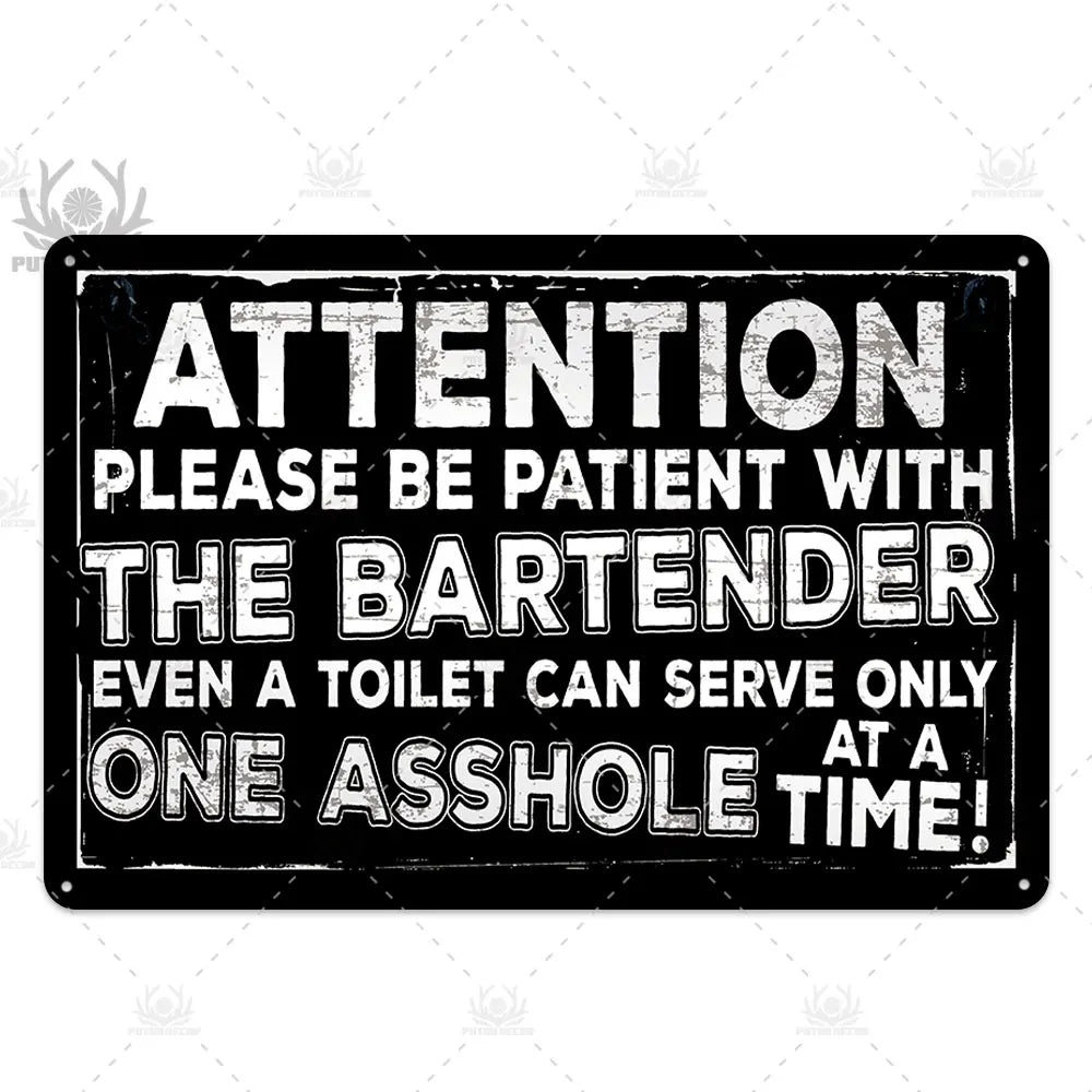 Funny Beer Metal Sign Plaque Vintage Pub Tin Wall Decor Several Styles, for Bar Man Cave Hand Painted Technique US Warehouse