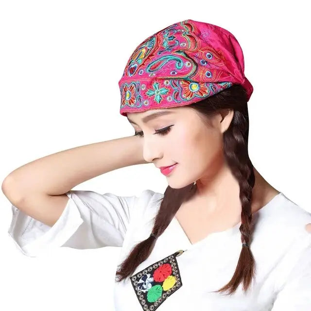 Women Mexican Style Ethnic Vintage Embroidery Flowers Hat Red Print hats for women Beanies Hats